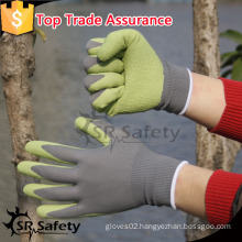 SRSAFETY 13 gauge latex rubber glove with safety crinkle palm garden glove